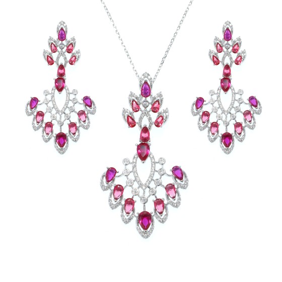 Small set delicate plated with gold studded with colored cubic zirconi