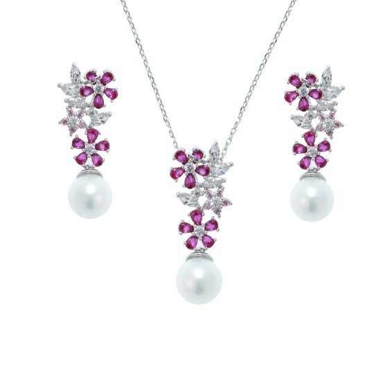 A small set  delicate plated with gold,studded with colored zircon and