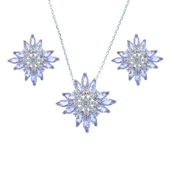 Small  set delicate plated with gold,studded with cubic zirconia and colored cubic zirconia stones