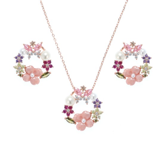 A small set delicate set of gold-plated,studded with colored cubic zir
