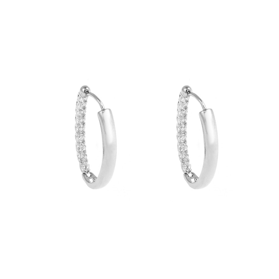 Soft gold plated hoop earrings studded with zircon stones