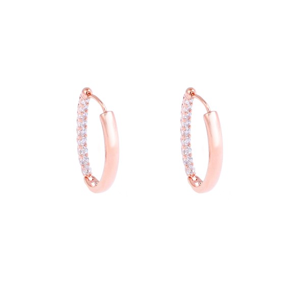 Soft gold plated hoop earrings studded with zircon stones