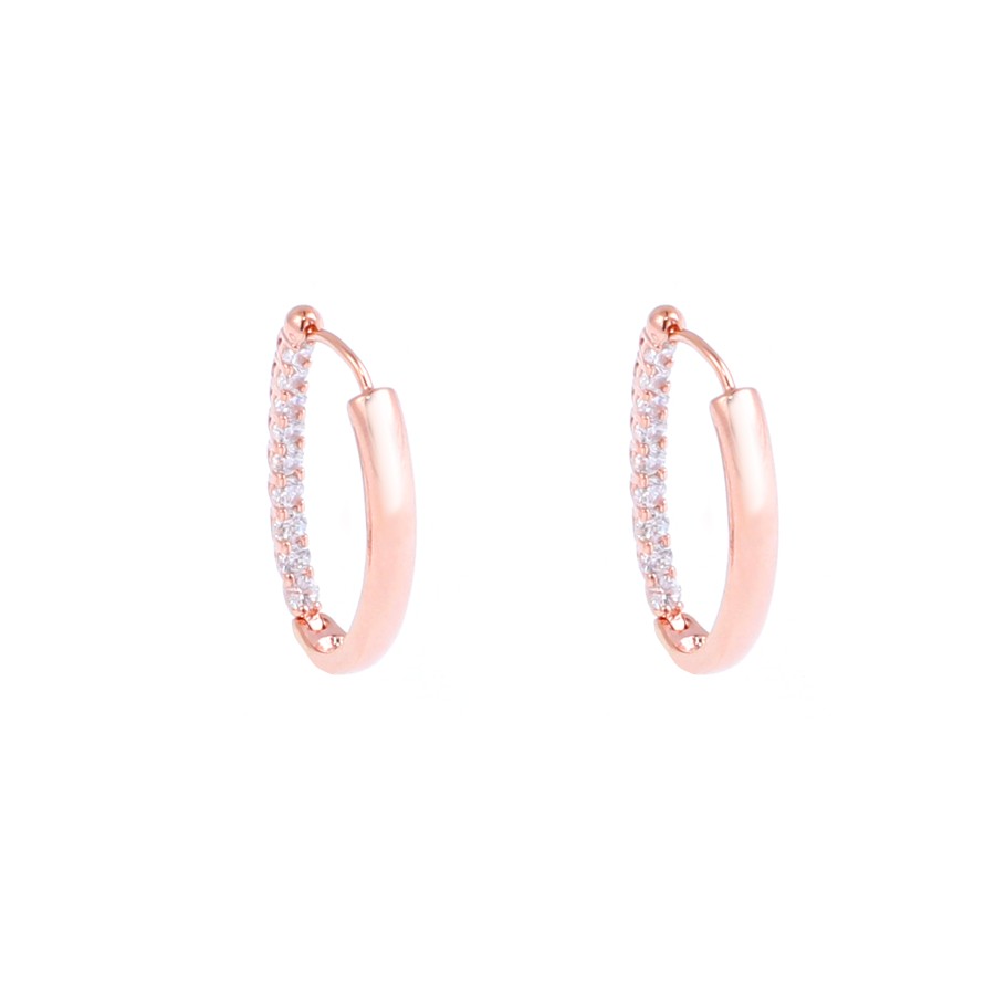 Soft gold plated hoop earrings studded with zircon stones