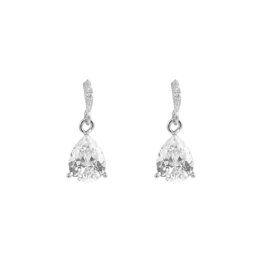 Gold plated dangle earrings studded with zircon stones