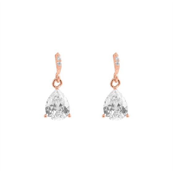 Gold plated dangle earrings studded with zircon stones