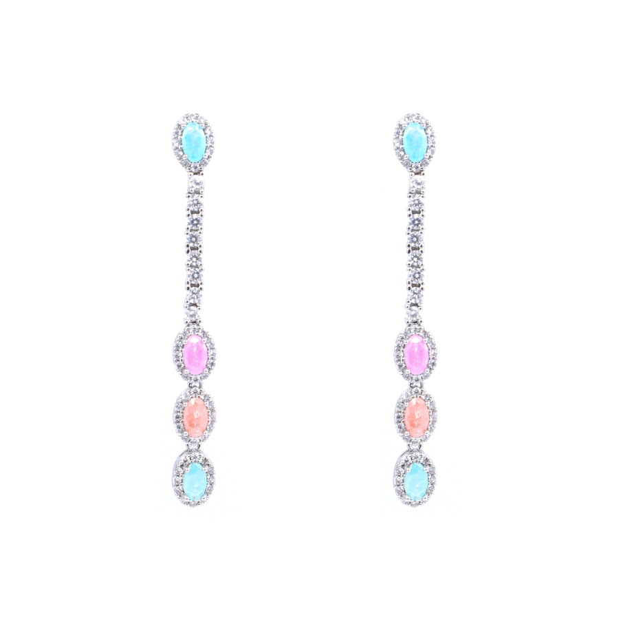 Gold plated drop earrings with cubic zirconia and cubic zirconia stone