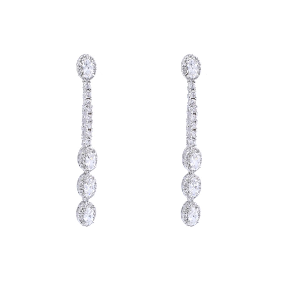 Gold plated drop earrings with cubic zirconia and cubic zirconia stone