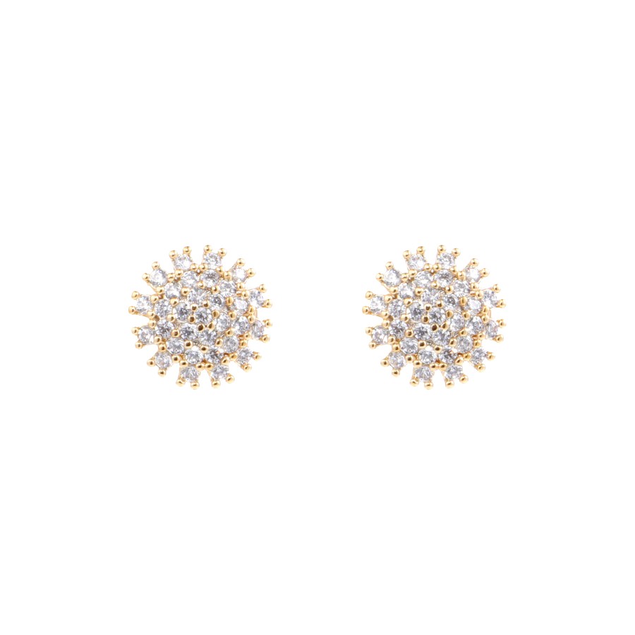 Small gold plated earrings studded with zircon stones