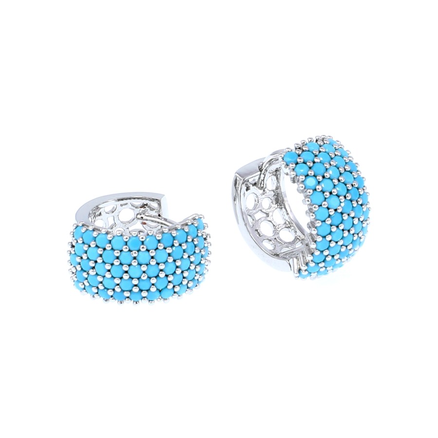 Earrings Wide gold-plated studded with zircon and cubic zirconia stone