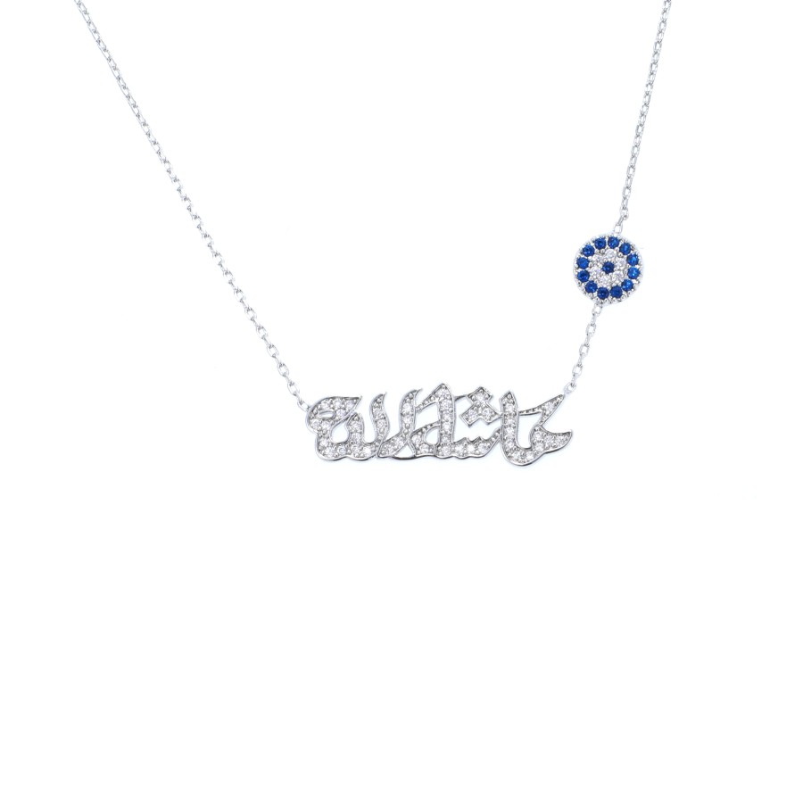 Delicate necklace. Masha'Allah. Gold plated with zircon stones.