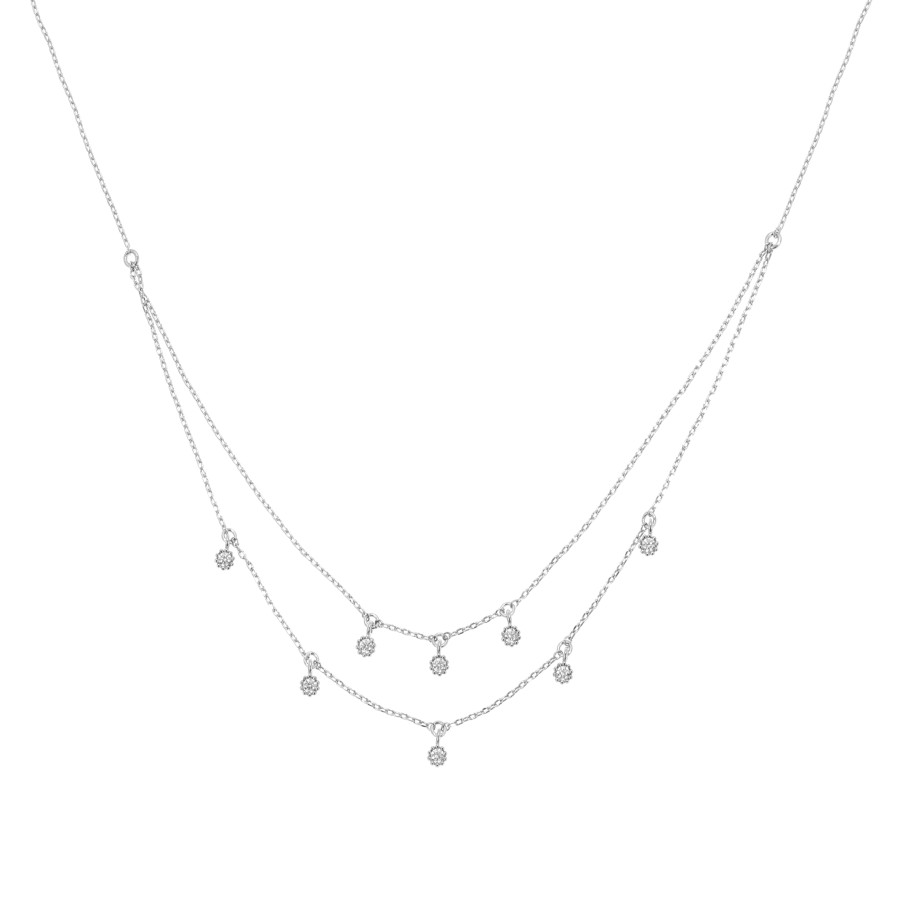 Necklace Two-layer gold-plated studded with zircon stones