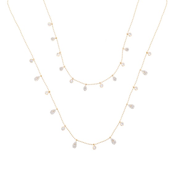 A two-layer gold-plated necklace studded with zircon stones
