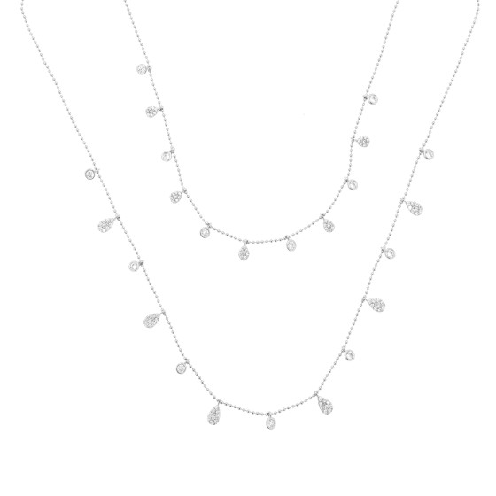 A two-layer gold-plated necklace studded with zircon stones