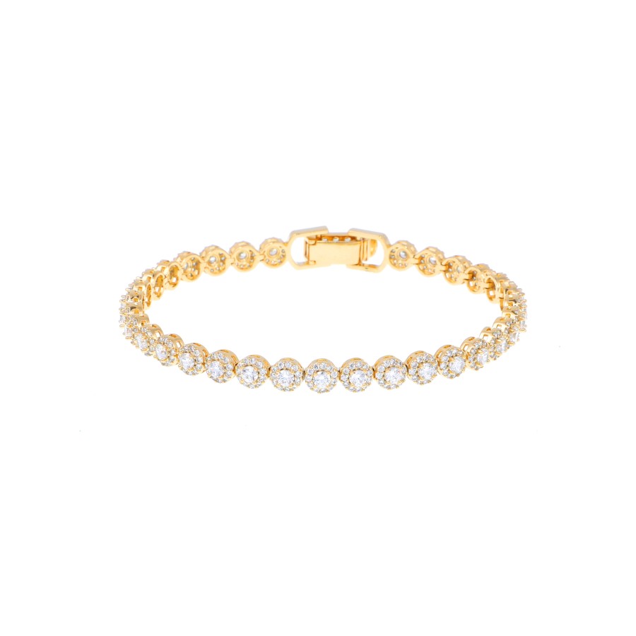 bracelet Delicate gold plated studded with round cubic zirconia stones
