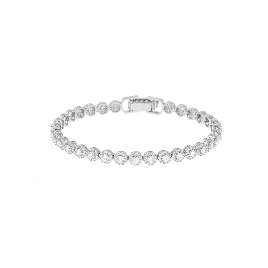 bracelet Delicate gold plated studded with round cubic zirconia stones